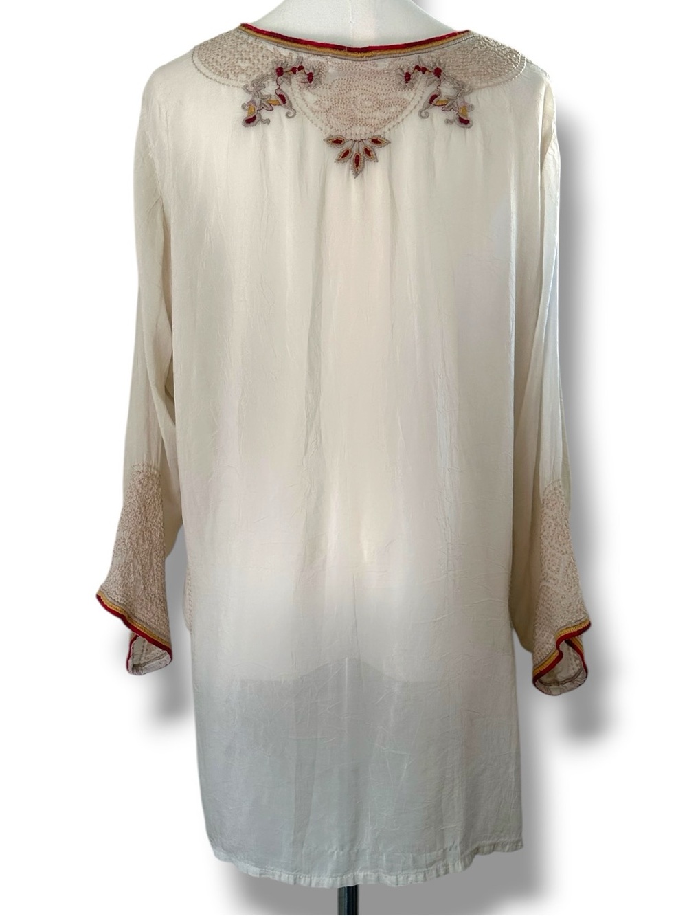 Johnny Was Embroidered V-Neck Cream Womens Tunic Top size Large - Picture 7 of 17